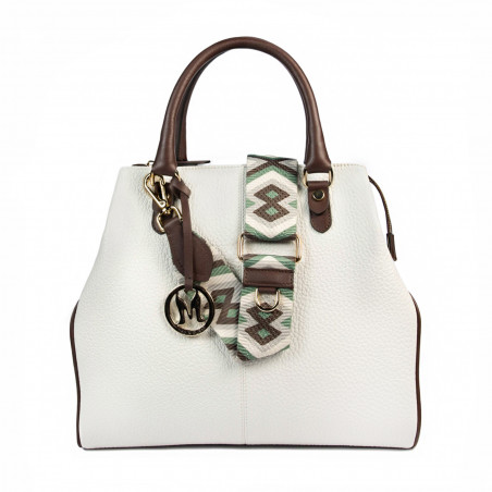 Damentasche Handtasche 002g weiß+braun