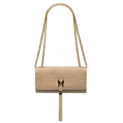 Damentasche Schultertasche 008g Croco Beige