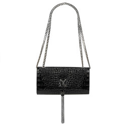 Schwarze Lack-Krokotasche für Damen 008g