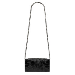 Schwarze Lack-Krokotasche für Damen 008g