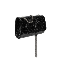 Schwarze Lack-Krokotasche für Damen 008g