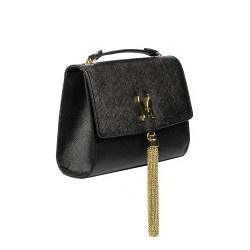Damentasche Schultertasche 009g schwarz Safiano