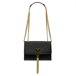 Damentasche Schultertasche 009g schwarz Safiano