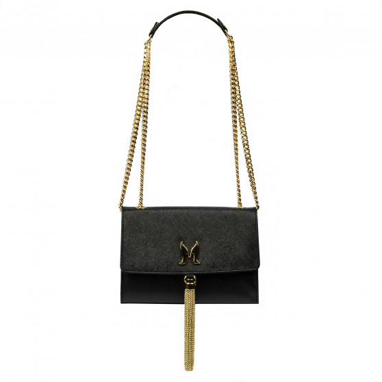 Damentasche Schultertasche 009g schwarz Safiano
