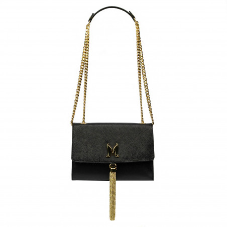 Damentasche Schultertasche 009g schwarz Safiano