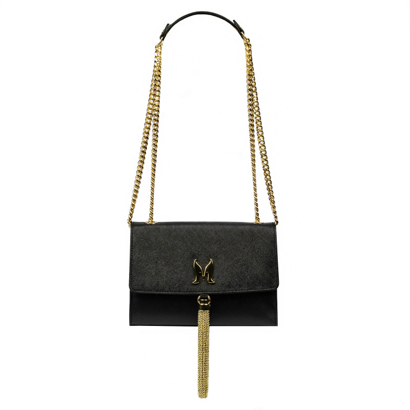 Damentasche Schultertasche 009g schwarz Safiano
