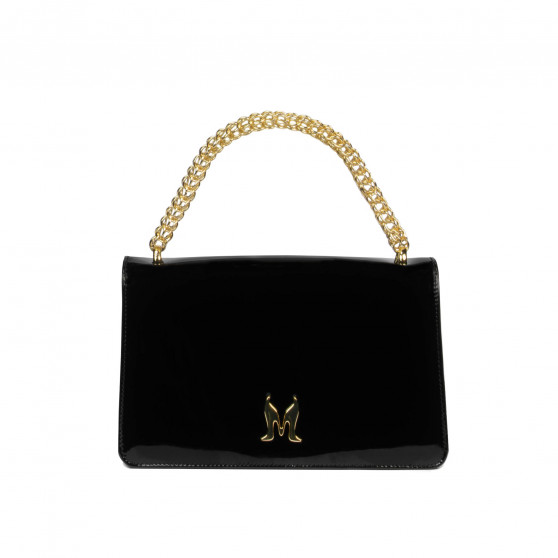 Schultertasche für Damen 010g lackschwarz Schultertasche für Damen 010g lackschwarz