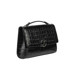 Damentasche Schultertasche 013g 01 Krokodil Schwarz