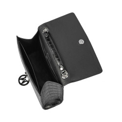 Damentasche Schultertasche 013g 01 Krokodil Schwarz