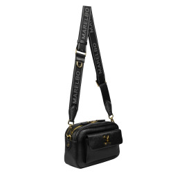 Damen Schultertasche 006g biz schwarz+saffiano