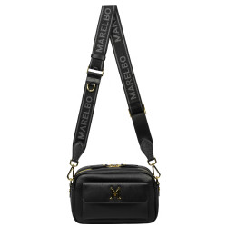 Damen Schultertasche 006g biz schwarz+saffiano