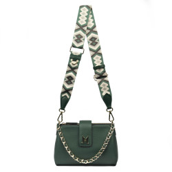 Damen Schultertasche 003g Biz Grün+Multicolor
