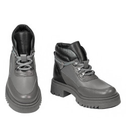 Damenstiefeletten 3382 grau kombiniert