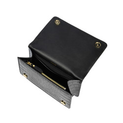 Damentasche Schultertasche 010g Kroko Lack Schwarz