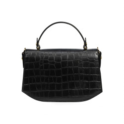 Damentasche Handtasche 023g Kroko Schwarz