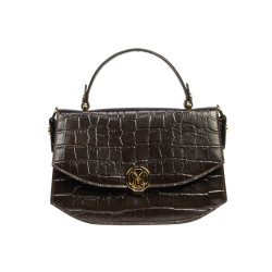 Damenhandtasche 023g Croco Dunkelbraun