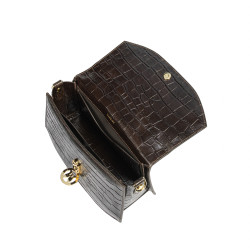 Damenhandtasche 023g Croco Dunkelbraun