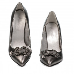 Elegante Damenschuhe 1279 silber perlglanz