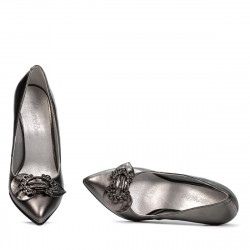 Elegante Damenschuhe 1279 silber perlglanz
