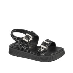 Kindersandalen 529 schwarz+silber