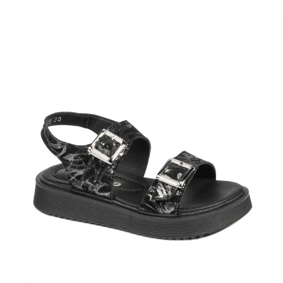 Kindersandalen 529 schwarz+silber