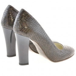 Damen elegante Schuhe 1214 Croco Braun