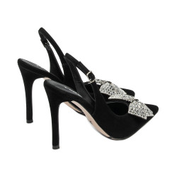 Damensandalen 1316 schwarz Veloursleder