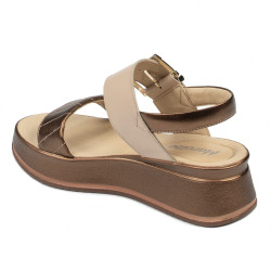 Damensandalen 5107 in Kupfer kombiniert