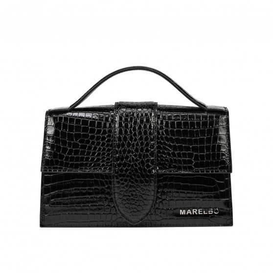 Damentasche Schultertasche 028g 01 Krokodil Lack Schwarz Damentasche Schultertasche 028g 01 Krokodil Lack Schwarz