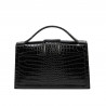 Damentasche Schultertasche 028g 01 Krokodil Lack Schwarz
