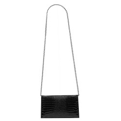 Damentasche Schultertasche 029g 01 Croco Lack Schwarz