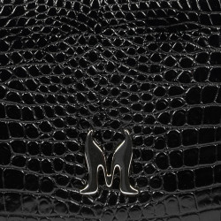 Damentasche Schultertasche 029g 01 Croco Lack Schwarz