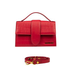 Damen Schultertasche 028g Kroko rot