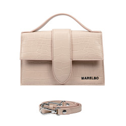 Damentasche Schultertasche 028g 01 Krokodil Beige