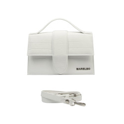 Damentasche Schultertasche 028g 01 Croco Weiß