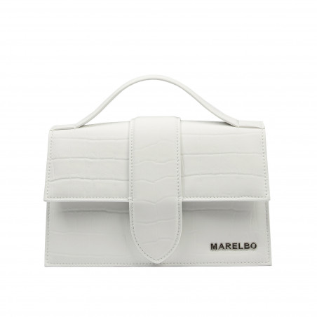 Damentasche Schultertasche 028g 01 Croco Weiß
