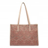 Damen-Strandtasche 031-1g rosa kombiniert+beige Design