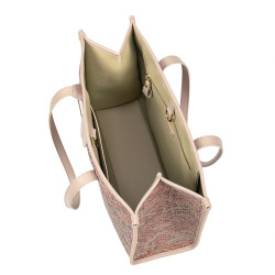 Damen-Strandtasche 031-1g rosa kombiniert+beige Design