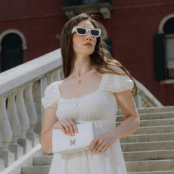 Damentasche Schultertasche 029g 01 Krokodil Weiß lifestyle