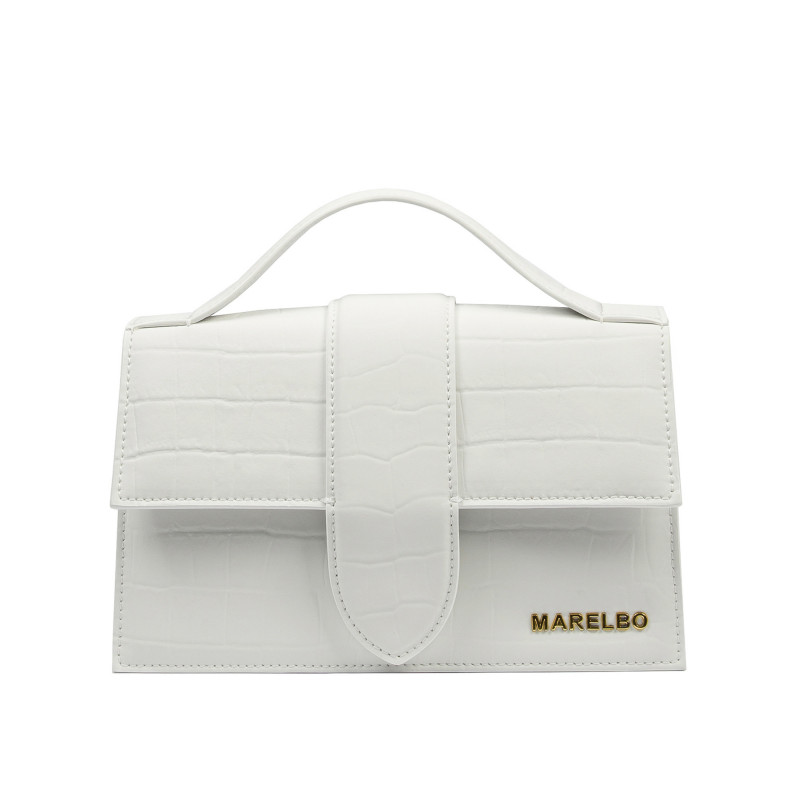 Damentasche Schultertasche 028g Croco Weiß