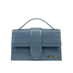 Damentasche Schultertasche 028g Croco Blau