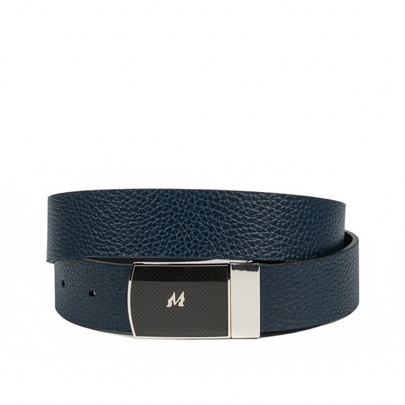 Herrengürtel 62b zweifarbig biz blau+schwarz matt