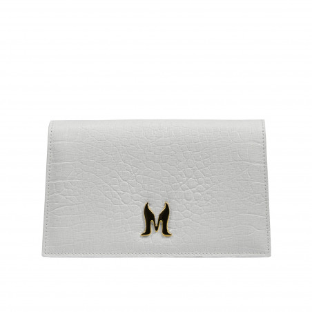 Damen Schultertasche 029g Kroko Weiß