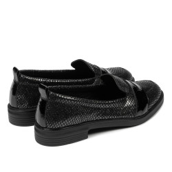 Damen Freizeitschuhe/elegante Schuhe 6037 in schwarz schimmernd kombiniert