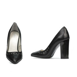 Damen elegante Schuhe 1275 Schwarz satiniert