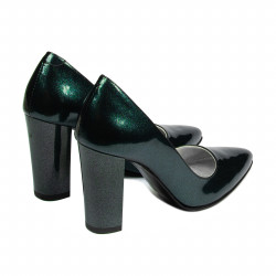 Damen elegante Schuhe 1261 Lack Türkis Perlglanz