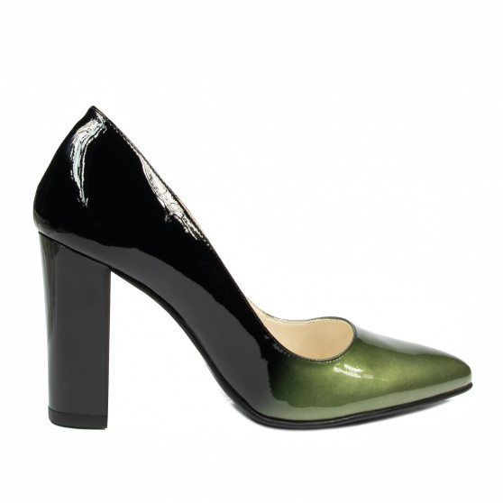 Elegante Damenschuhe 1261 Lack Grün+Schwarz