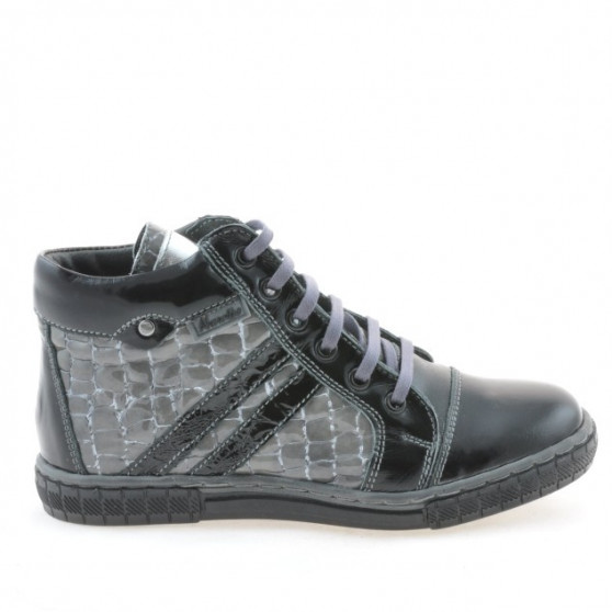 Kinderstiefel 3213 Lack Schwarz+Grau Kinderstiefel 3213 Lack Schwarz+Grau