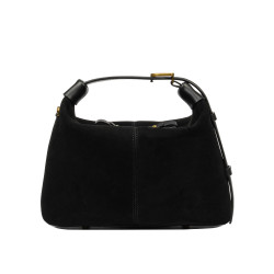 Damentasche Handtasche 037g Wildleder Schwarz
