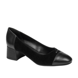 Elegante Damenschuhe 1332 Schwarz Velours kombiniert